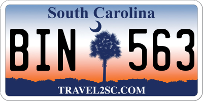 SC license plate BIN563