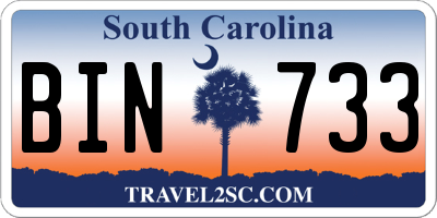 SC license plate BIN733