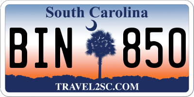 SC license plate BIN850