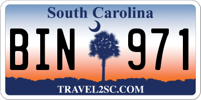 SC license plate BIN971