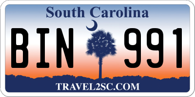 SC license plate BIN991