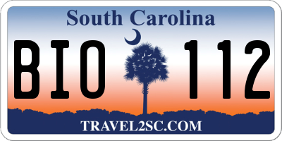 SC license plate BIO112