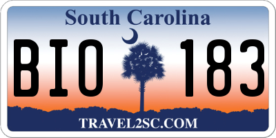 SC license plate BIO183