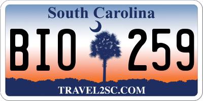 SC license plate BIO259
