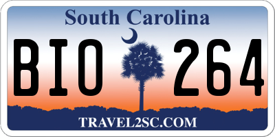 SC license plate BIO264