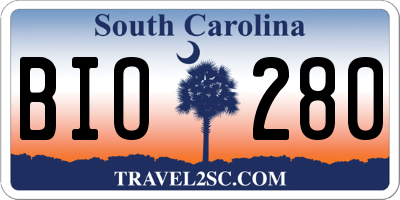 SC license plate BIO280