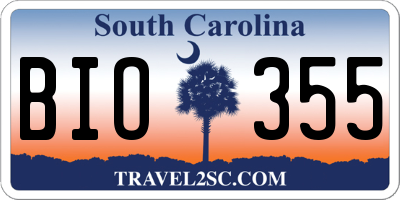 SC license plate BIO355