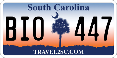 SC license plate BIO447
