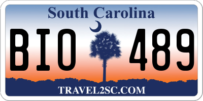 SC license plate BIO489