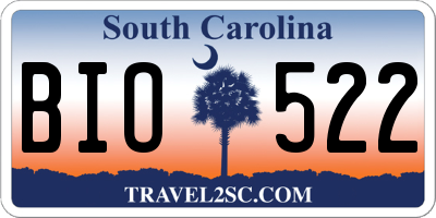 SC license plate BIO522