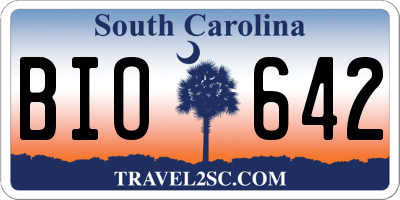 SC license plate BIO642