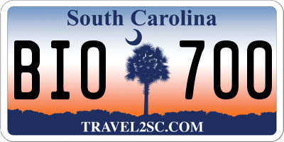 SC license plate BIO700