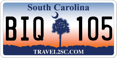 SC license plate BIQ105