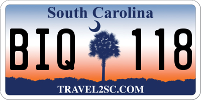 SC license plate BIQ118