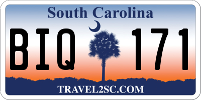 SC license plate BIQ171