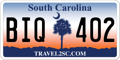 SC license plate BIQ402
