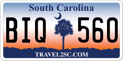 SC license plate BIQ560