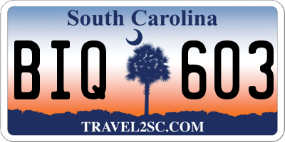 SC license plate BIQ603