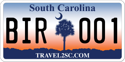 SC license plate BIR001