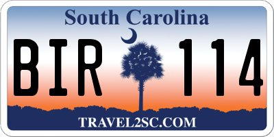 SC license plate BIR114