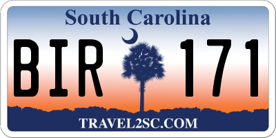 SC license plate BIR171