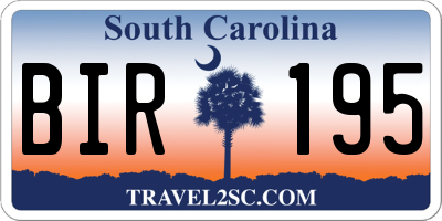 SC license plate BIR195