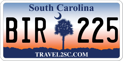 SC license plate BIR225