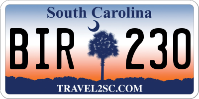 SC license plate BIR230