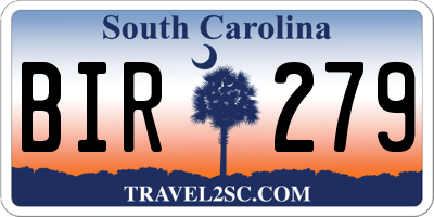 SC license plate BIR279