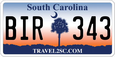 SC license plate BIR343