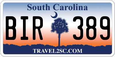 SC license plate BIR389