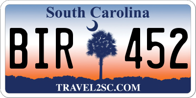 SC license plate BIR452
