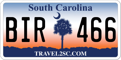 SC license plate BIR466