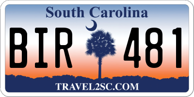 SC license plate BIR481