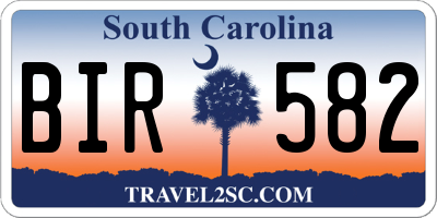SC license plate BIR582
