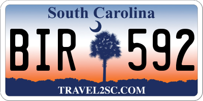 SC license plate BIR592