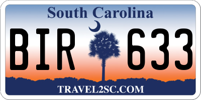 SC license plate BIR633