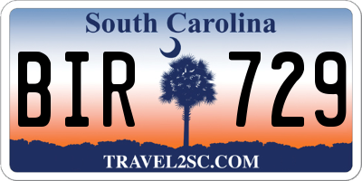 SC license plate BIR729