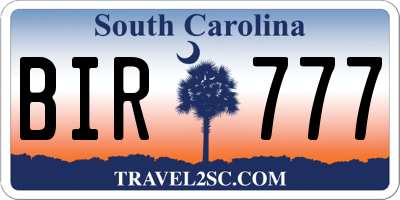 SC license plate BIR777