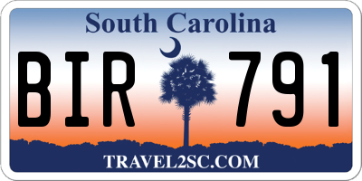 SC license plate BIR791