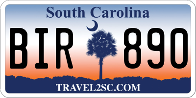 SC license plate BIR890