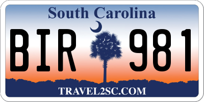 SC license plate BIR981