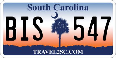SC license plate BIS547