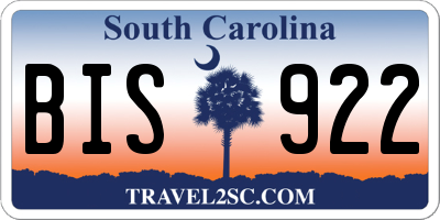 SC license plate BIS922