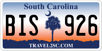 SC license plate BIS926
