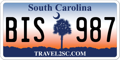 SC license plate BIS987