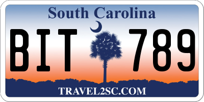 SC license plate BIT789
