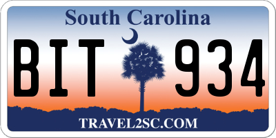SC license plate BIT934