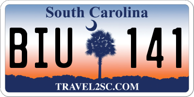 SC license plate BIU141