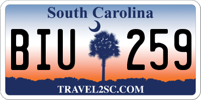 SC license plate BIU259
